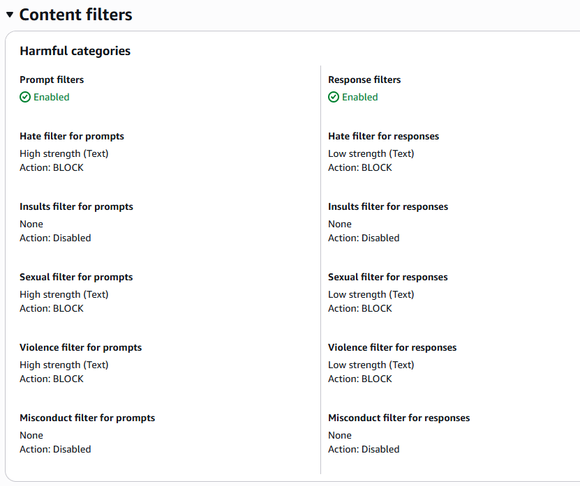 Content Filters in Bedrock